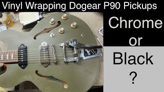 Vinyl wrapping Epiphone Casino dogear P90 pickups ￼ [upl. by Yenaj]