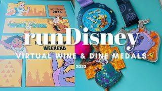 runDisney Virtual Wine and Dine 2023 10k Half Marathon and Disney Two Course Challenge medals [upl. by Enyale]