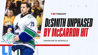 Tocchet discusses the hit from McCarron on DeSmith in Game 3 [upl. by Aronek]