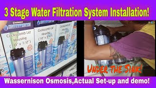 UNDER THE SINK3 STAGE WATER FILTER SYSTEM INSTALLATIONWASSERNISON OSMOSISACTUAL SETUP AND DEMO [upl. by Kearney]