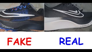 Nike zoom fly 5 real vs fake How to spot fake NIke zoom fly sneakers [upl. by Sirrep]