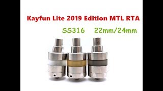 Kayfun Lite 2019 Style 22mm24mm MTL RTA Rebuildable Tank Atomizer by Wejoytech [upl. by Akemit54]