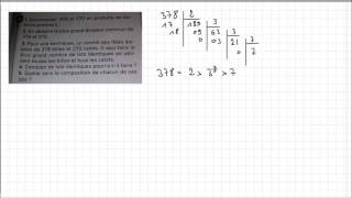 MonPlanMaths  Décomposition facteurs premiers de 378 et 270 PGCD [upl. by Doran]