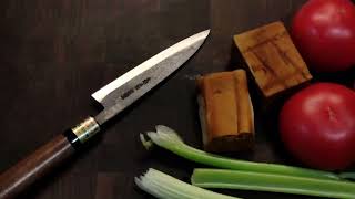 Cook with Moritaka Aogami Super Blue Super PettyUtility Knife 130mm [upl. by Hnah542]