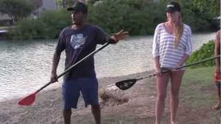 SUP tips Paddling into the wind coaching with Candice and Anthony [upl. by Enitsugua]