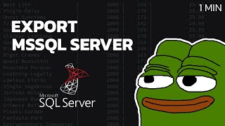 Export MSSQL SERVER in 1 minutes [upl. by Duile]