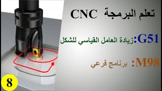 programmation fraisage CNC Fanuc  G51  M98 تعلم أكواد البرمجة [upl. by Elane]