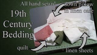 Making 19th Century Bedding for Living History  A Historical Sewing Vlog [upl. by Ahsekam]