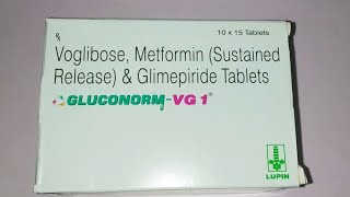 gluconorm vg1 tabletsmetformin hydrochlorideglimepiridevoglibose tablets [upl. by Nedda]