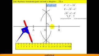 Konstrukcja odcinka o długości pierwiastek z dwudziestu ośmiu centymetrów  Matfiz24pl [upl. by Ymmaj499]