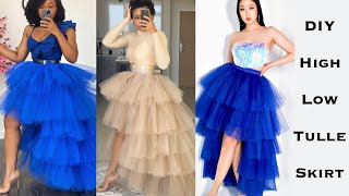 HOW TO MAKE A HIGH LOW TULLE SKIRT WITH AN ELASTIC WAIST BAND Layered Tulle SkirtTiered Tulle skirt [upl. by Riva]