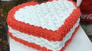 easy dessert with fresh cream cake recipe heart shape dil design ideas [upl. by Iadrahc]