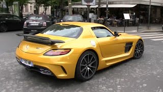 Yellow Mercedes SLS Black Series Crusing in Paris [upl. by Luelle]