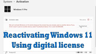 How to Activate Windows 11 using Digital License  Reactivate Windows After Hardware Change [upl. by Harshman]