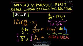 ❖ Solving Separable First Order Differential Equations ❖ [upl. by Anaujahs]