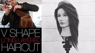 VSHAPED HAIRCUT  How To Cut A Long Layered V SHAPE Haircut  MATT BECK VLOG 22 [upl. by Sille]