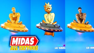 Fortnite Midsummer Midas a close review of All MIDAS TATTOOS [upl. by Obeng]