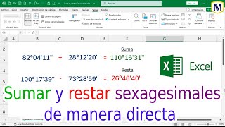 Operaciones matemáticas con grados Sexagesimales de manera Directa en Excel [upl. by Iroj]