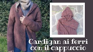 Maglia ai ferri semplice e veloce  Cardigan ai ferri con cappuccio [upl. by Atenek]