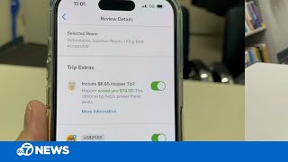 Travel app Hopper automatically adds tip to checkout but where does the money go [upl. by Ringsmuth]