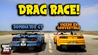 Vapid Dominator GT VS Vigero ZX Convertible Drag Race  GTA Online [upl. by Damicke]