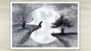 How to draw a boy in Moonlight for beginners Pencil sketch [upl. by Holbrooke]