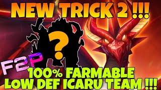 NEW TRICK No2  100 FARMABLE LOW DEF 3 ICARU TEAM  DB12 TRICARU SUMMONERS WAR [upl. by Ardell744]