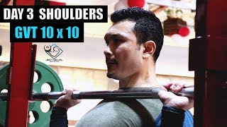 GVT 10 x 10 DAY 3 SHOULDERS 8 Weeks Muscle Building plan by JEET SELAL [upl. by Drewett]