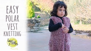 Tutorial Knitting Polar Easy Girl Vest  Lanas y Ovillos in English [upl. by Smitty]