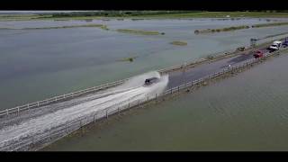 Mersea Island The Strood High Tide by drone car gets stuck 140 [upl. by Pompea]