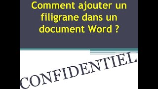 Comment ajouter un filigrane dans un document Word [upl. by Ava]