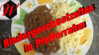 Rindergeschnetzeltes in Pfefferrahm schnell und lecker [upl. by Bea]