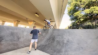 BMX drop in First Try  Skatepark Day [upl. by Ahtibbat]