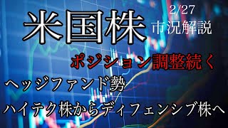 227【米国株】ポジション調整続く！ヘッジファンド勢はハイテク株の利益確定急増！一部をディフェンシブ銘柄に！ [upl. by Refitsirhc]