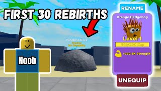 💪The fastest way to get your first 30 rebirths in muscle legends💪 noob lifters [upl. by Deer]