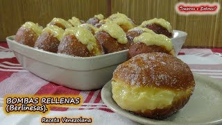 BOMBAS RELLENAS CON CREMA Bolas de Berlin Berlinesas Bollos como sea son deliciosas [upl. by Kristal483]