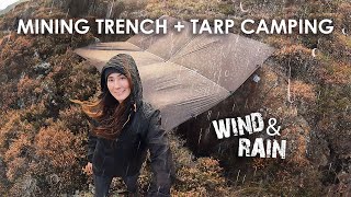 Camping in Mining Trench with Tarp for a Roof • Wind amp Rain [upl. by Elisabeth]