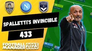 FM23  Tactics Test  Luciano Spallettis Invincible 433  Football Manager 2023 [upl. by Nirak]