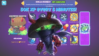 FASTEST Ninja Monkey XP for ASCENDED SHADOW  BTD 6 [upl. by Alaine389]