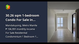 3026 sqm 1bedroom Condo For Sale in Mandaluyong Metro Manila [upl. by Adlemy]