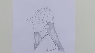 Girl with mask drawing  How to draw a girl wearing a hat  Pencil sketch for beginners  Drawing [upl. by Aneahs894]