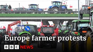 Europe farmers continue EU protests  BBC News [upl. by Nawor175]