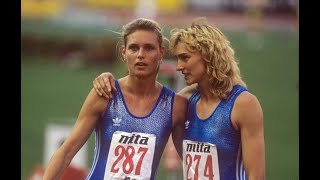 Katrin Krabbe vs Heike Dreschsler 200m European Final Split 1990 [upl. by Iroj]