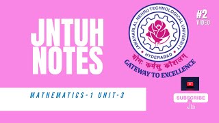 JNTUH SUBJECT EXPLANATION  MATHEMATICS  1  UNIT 3 TELUGU [upl. by Diarmid]