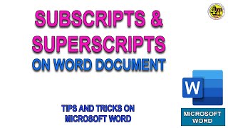 HOW TO WRITE SUBSCRIPTS amp SUPERSCRIPTS  MICROSOFT WORD  TIPS amp TRICKS [upl. by Ajroj]