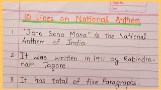 National Anthem 10 lines in english  10 lines on National Anthem in english  National Anthem essay [upl. by Hara]