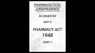 Pharmaceutical jurisprudence5th semesterUnit3Pharmacy Actpharmacy pharmacynotes writtennotes [upl. by Tnias]