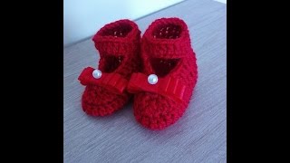 Buciki na szydełku dla niemowlaka 03 miesiące  shoes for baby on the crochet 03 months [upl. by Temp]