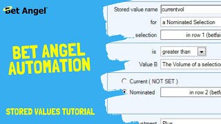 Bet Angel  Automated Betfair trading  Using stored values [upl. by Keenan]