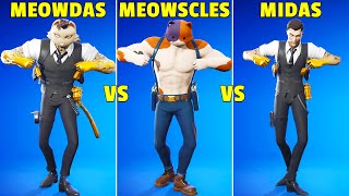 MEOWDAS vs MIDAS vs MEOWSCLES in Fortnite Dance Battle [upl. by Lamag518]